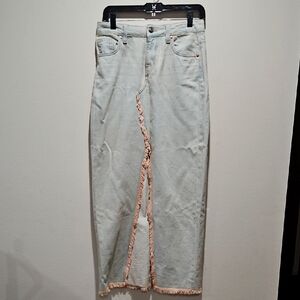 H & M Women's Light white wahDenim Maxi Skirt size US 2, 10